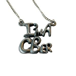 IM A CBer Vintage Silver Tone Chain Link Trucker Pendant Necklace CB Radio Talk